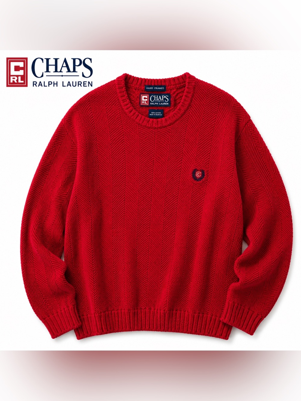 Vintage Chaps by Ralph Lauren Hand Framed 100% Cotton Knit Sweater Men’s L